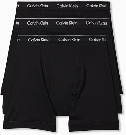 CALVIN KLEIN Men's 3 pack Cotton Classics Boxer Brief, Size L, Black, NB400
