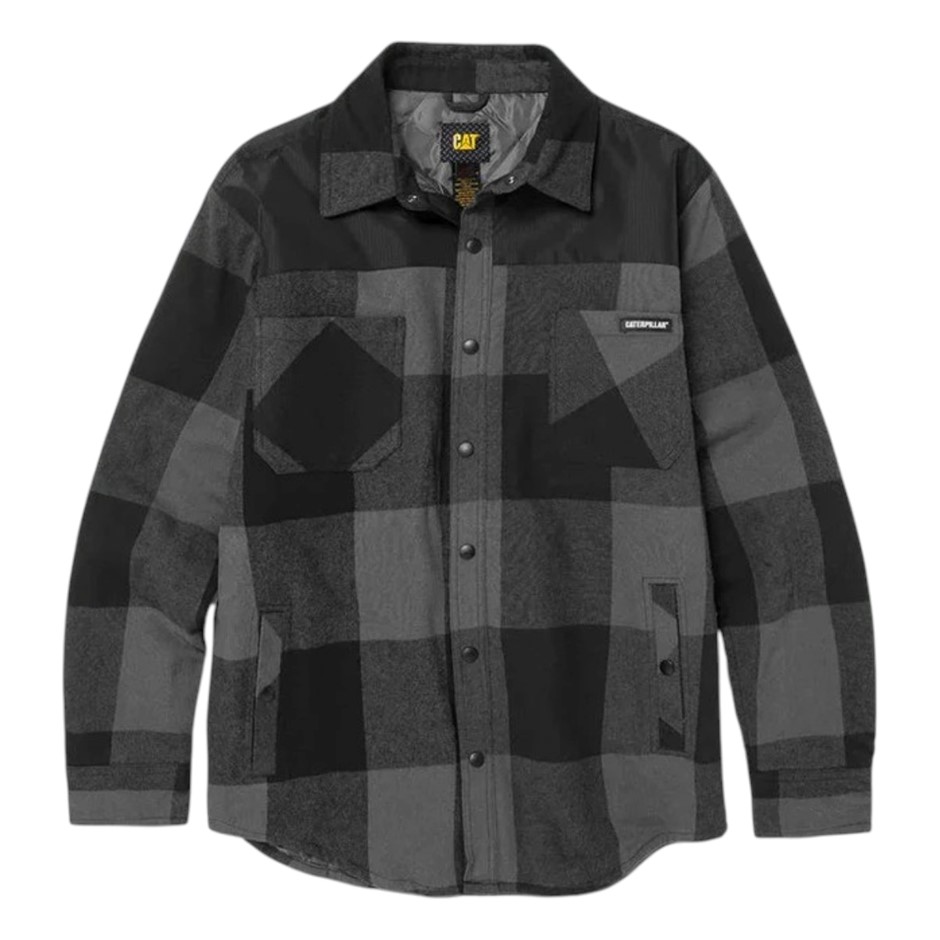 CAT Block Check Insulated Shirt Jacket, Size XL, Pitch Black (10121), 80400