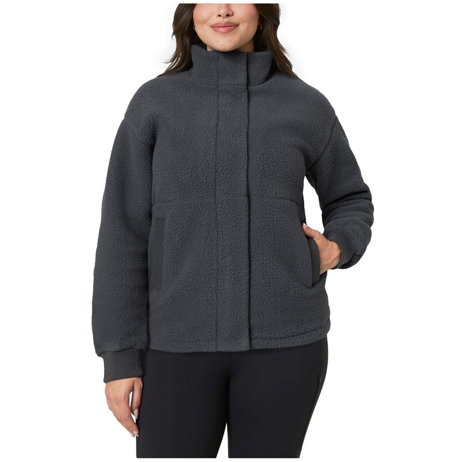 MONDETTA Women's Sherpa Zip Fleece Jacket, Size L, Black Oyster. Buyers No