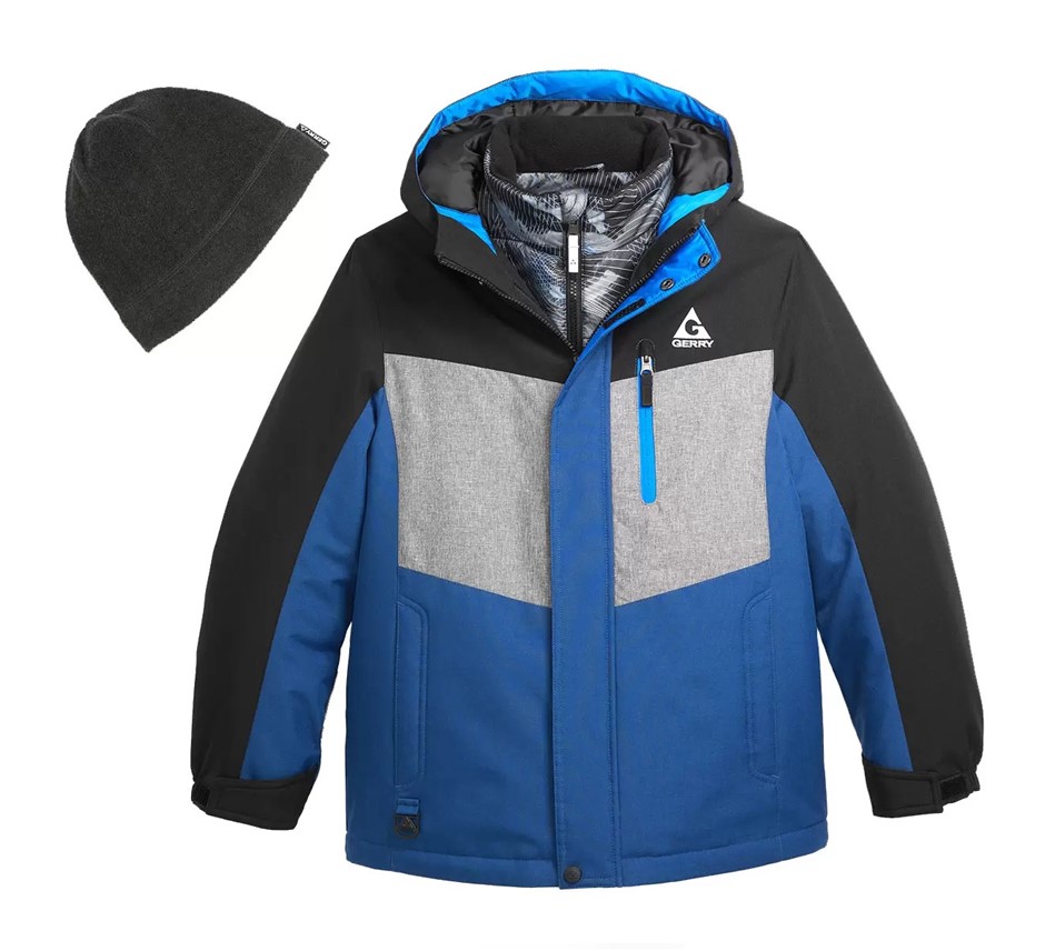 GERRY Youth 3-In-1 Systems Jacket w/ Beanie, Size S (7/8), Blue. Buyers No