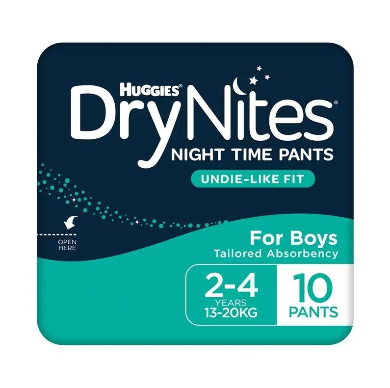 6 x Pack of 10pc HUGGIES DryNites Nappy Pants, Size 2-4 Years, Boys.