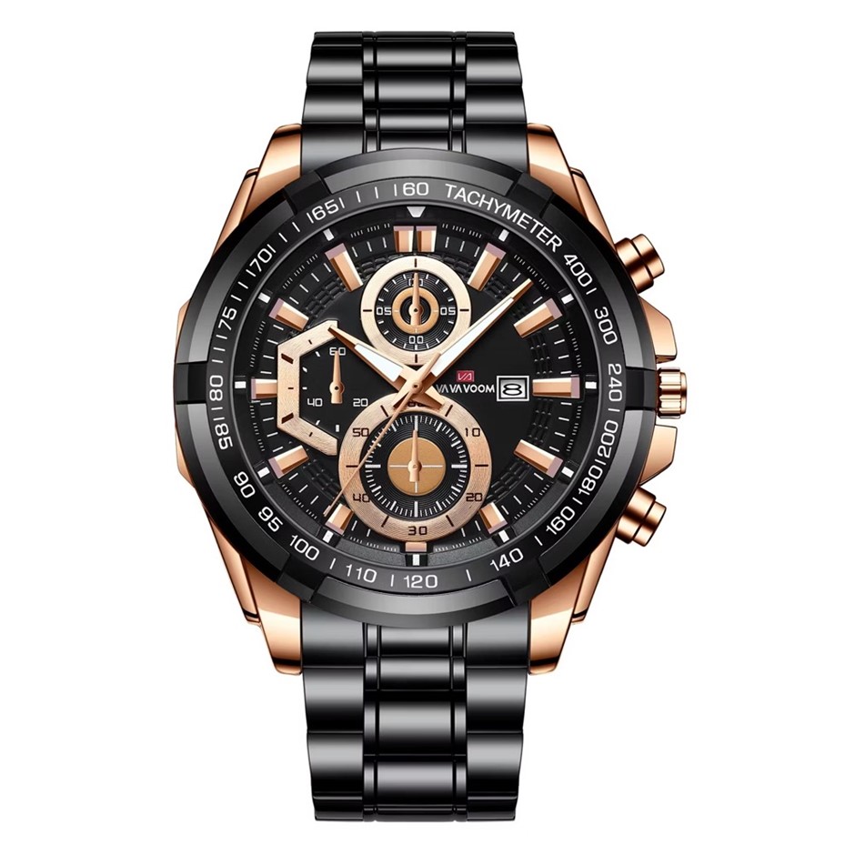 Men's Supercar Racing Analog Calendar Quartz Wristwatch-Rose/Black