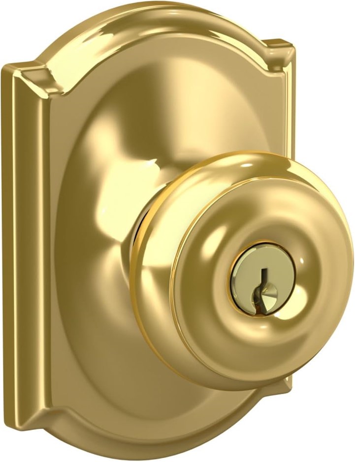 SCHLAGE F51A GEO 605 CAM Camelot Collection Georgian Keyed Entry Knob, Brig