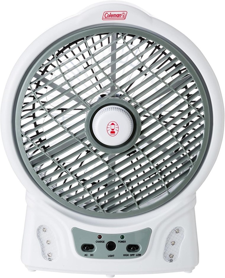 COLEMAN Portable Rechargeable Table Fan, 20cm Blades, Colour: White.