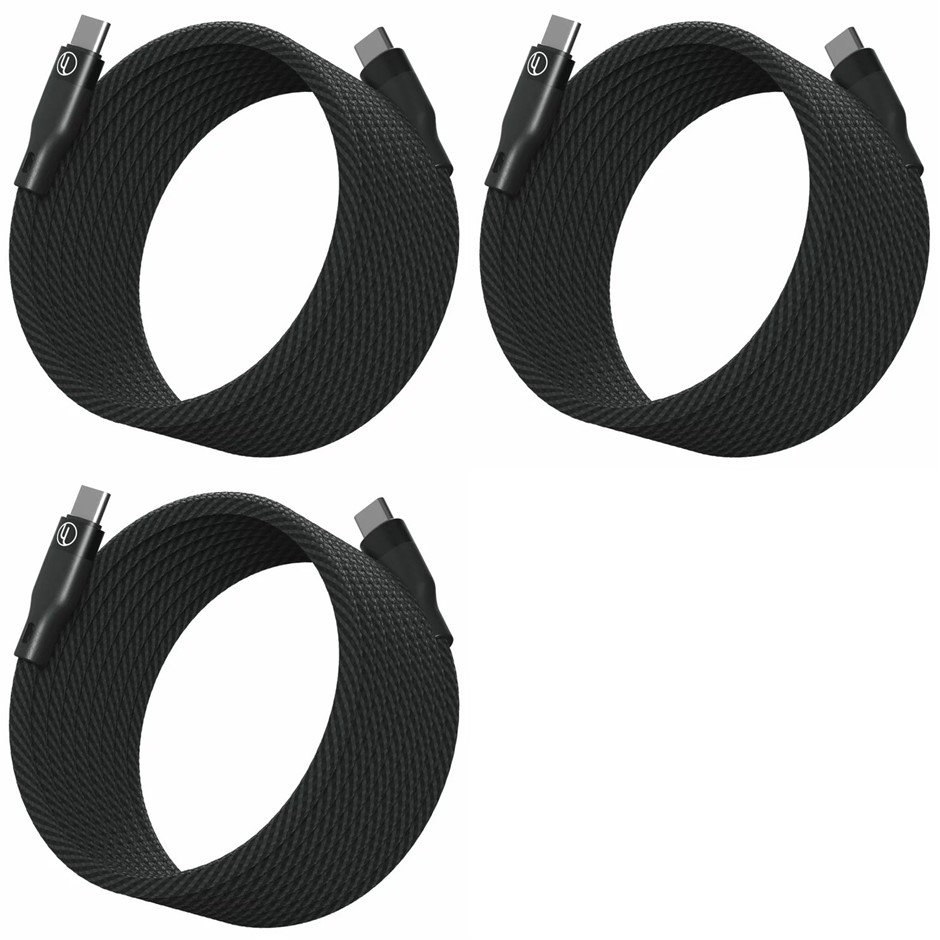 LOOPLOOP Magnetic USB Cable 3-Piece, Black.