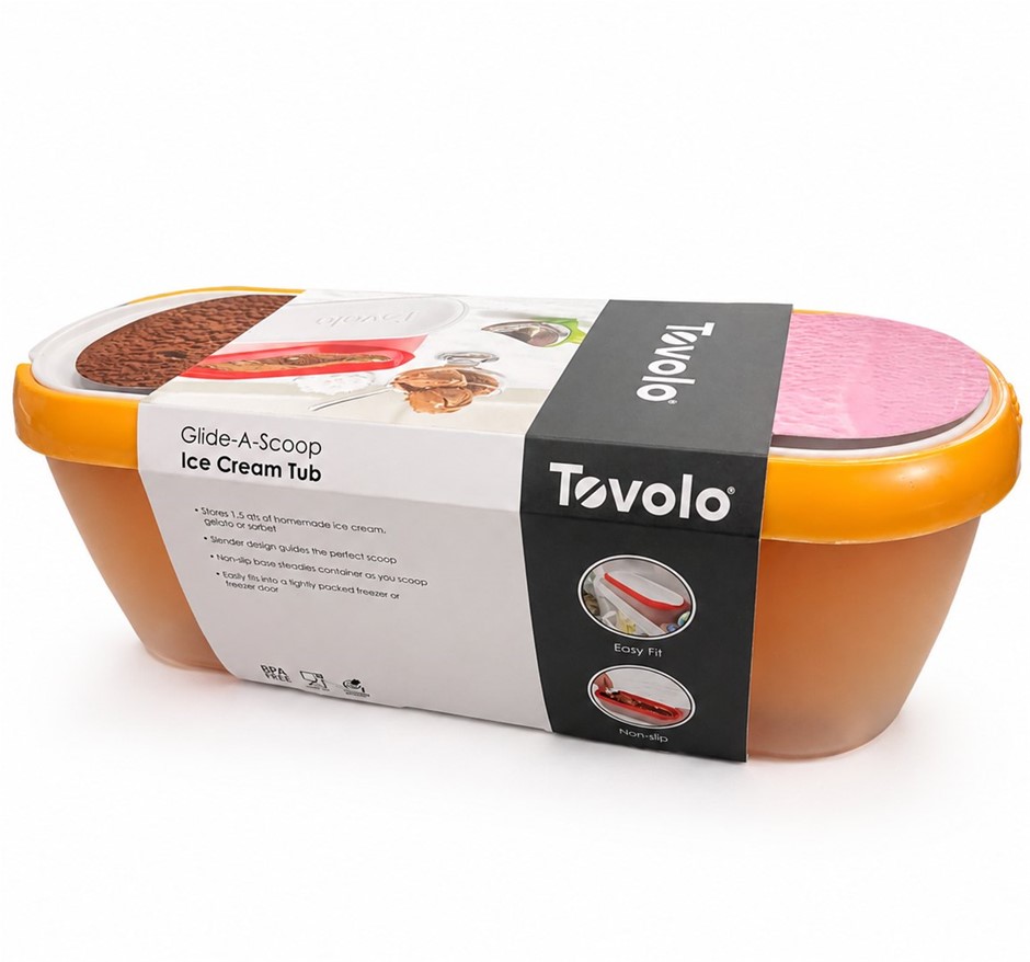 TOVOLO Glide-A-Scoop Ice Cream Tub, 1.5 Quart, Insulated, Airtight Reusable