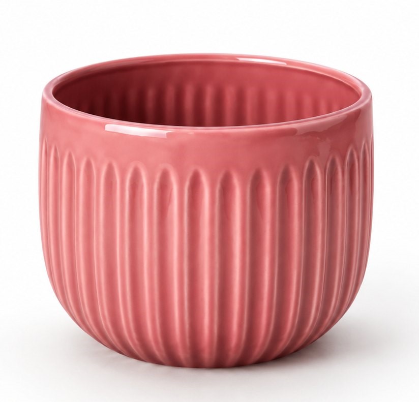 4 x Blush Rose Fluted Ceramic Planter 6" x 5"