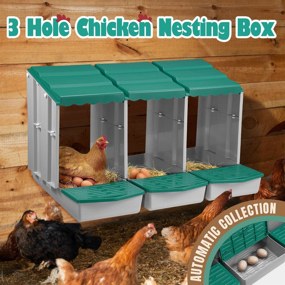 3 Hole Chicken Nesting Box Chook Hen Roll Away Laying Boxes Poultry Modular