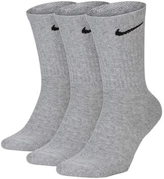 5 Pairs x NIKE Cushioned Crew Socks, DRI-Fit Technology, Grey. Buyers Note
