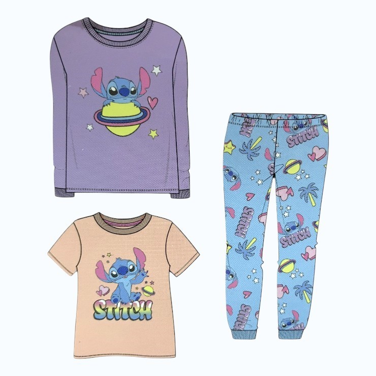 3pc DISNEY Kids' Sleep Set, Size 2, Purple/Stitch.
