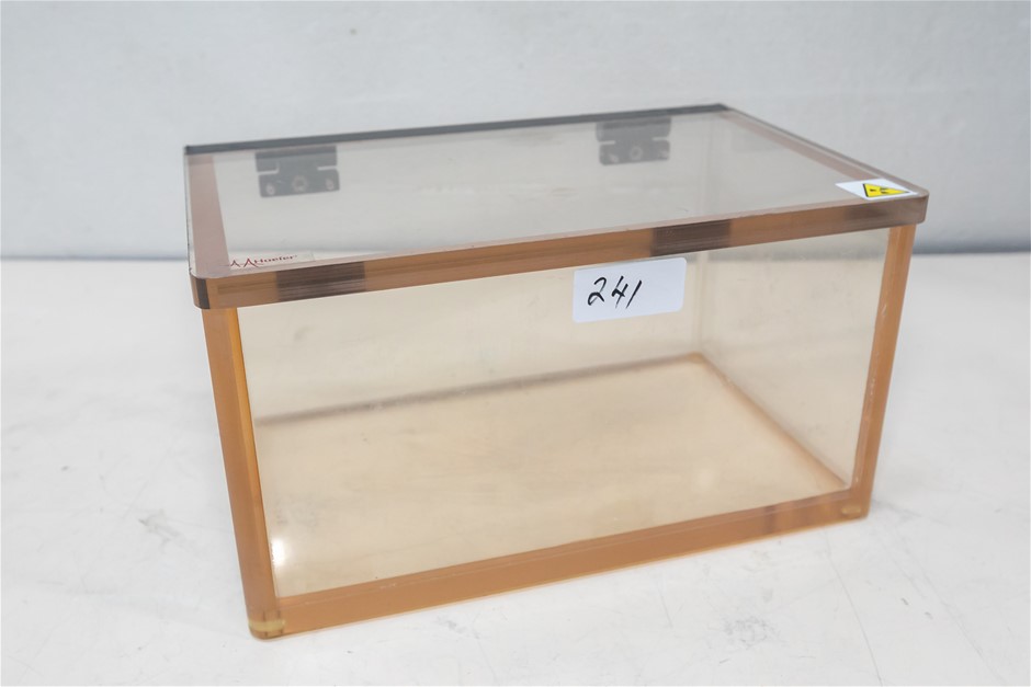 Lead Impregnated Perspex Box with Hinged Lid