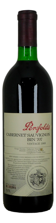 Penfolds `Bin 707` Cabernet Sauvignon 1989 (1 x 750mL) SA.
