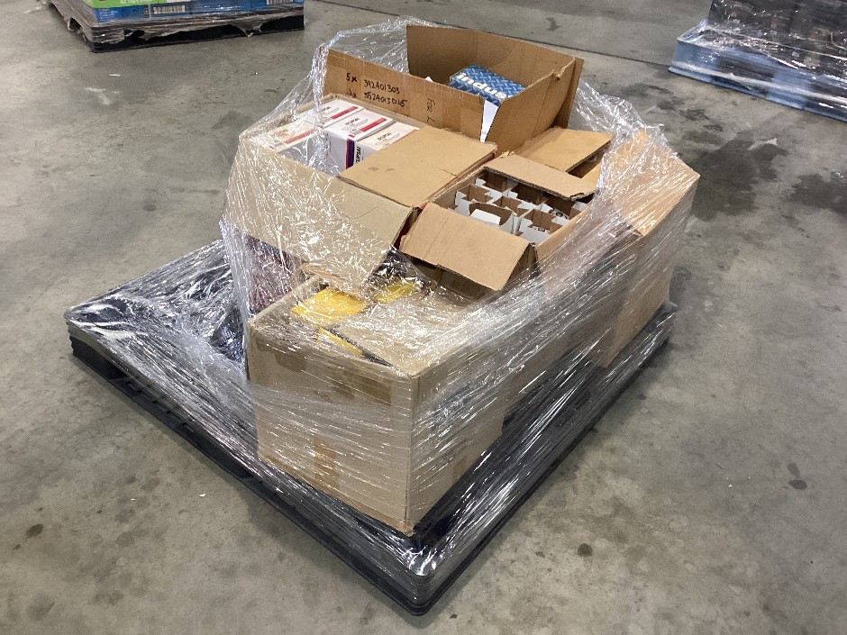 Pallet containing miscellaneous electrical components