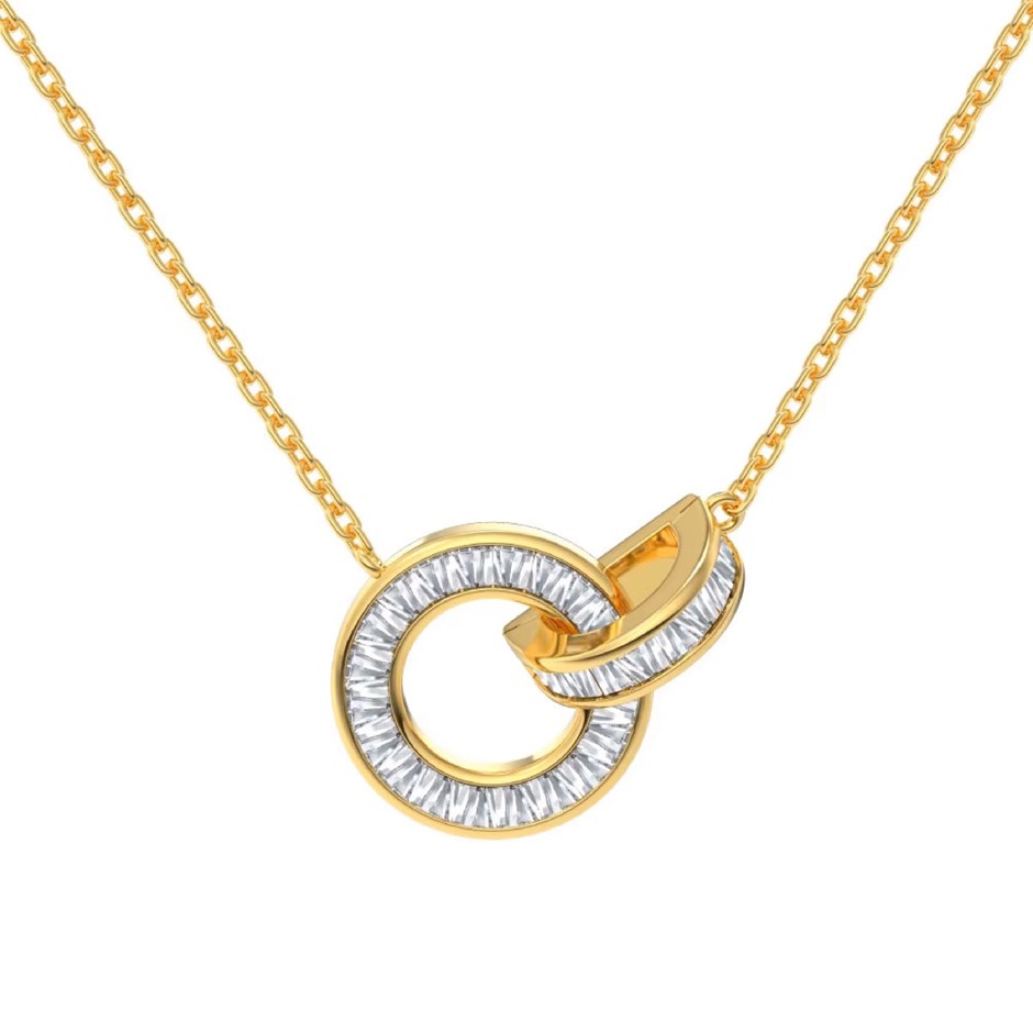 18K Gold Filled 925 Silver Cubic Zirconias Interlocking Necklace