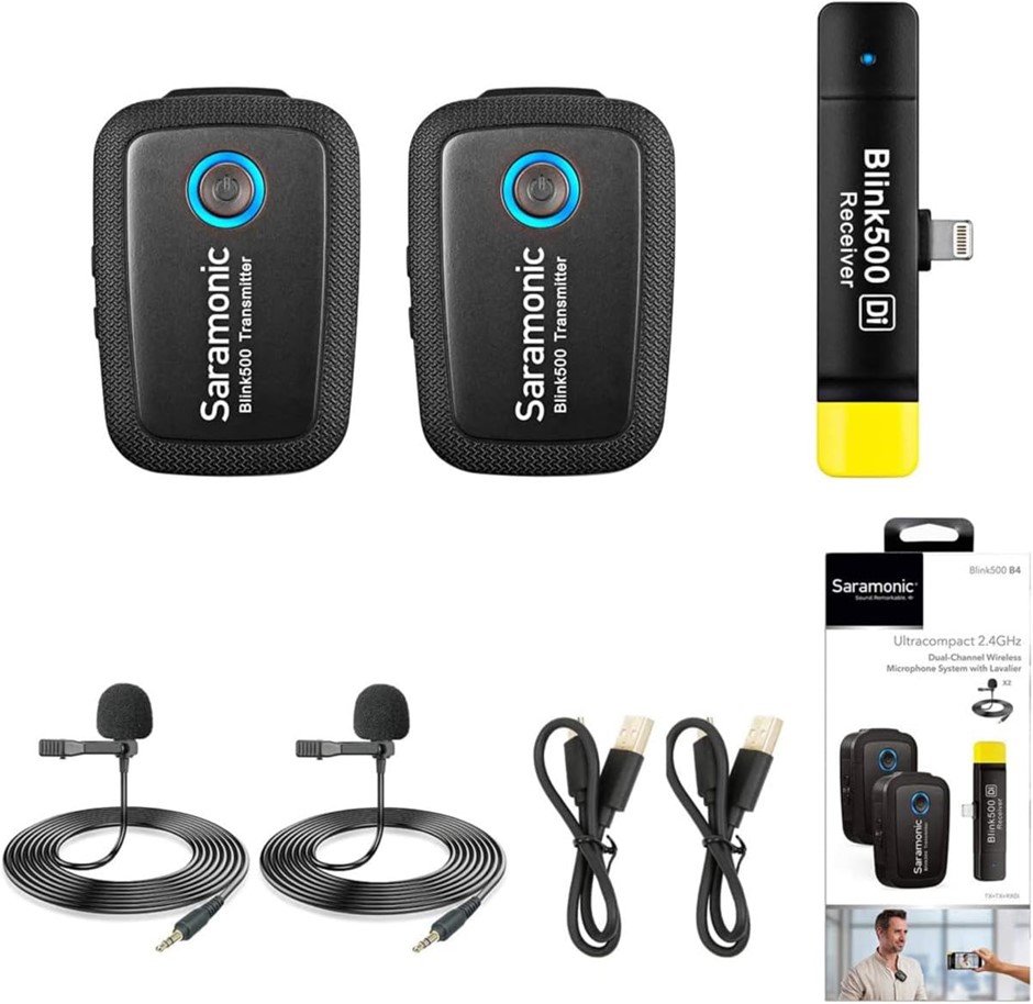 SARANOMIC Blink500 B4 Wireless Lavalier Microphone System with Two Built-in