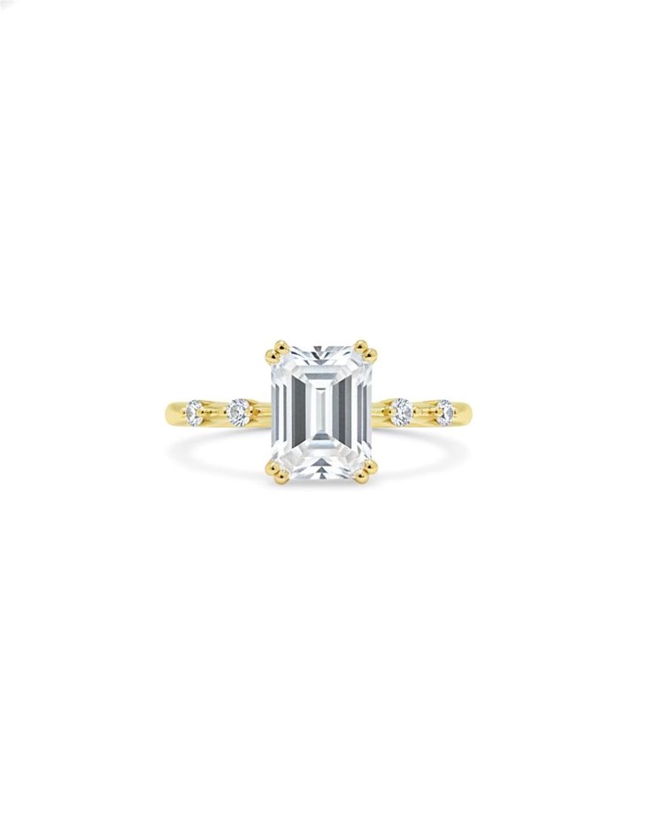 14K/Italy 2.0ct Emerald Cut Yellow Gold Filled Ring(stamped)8US