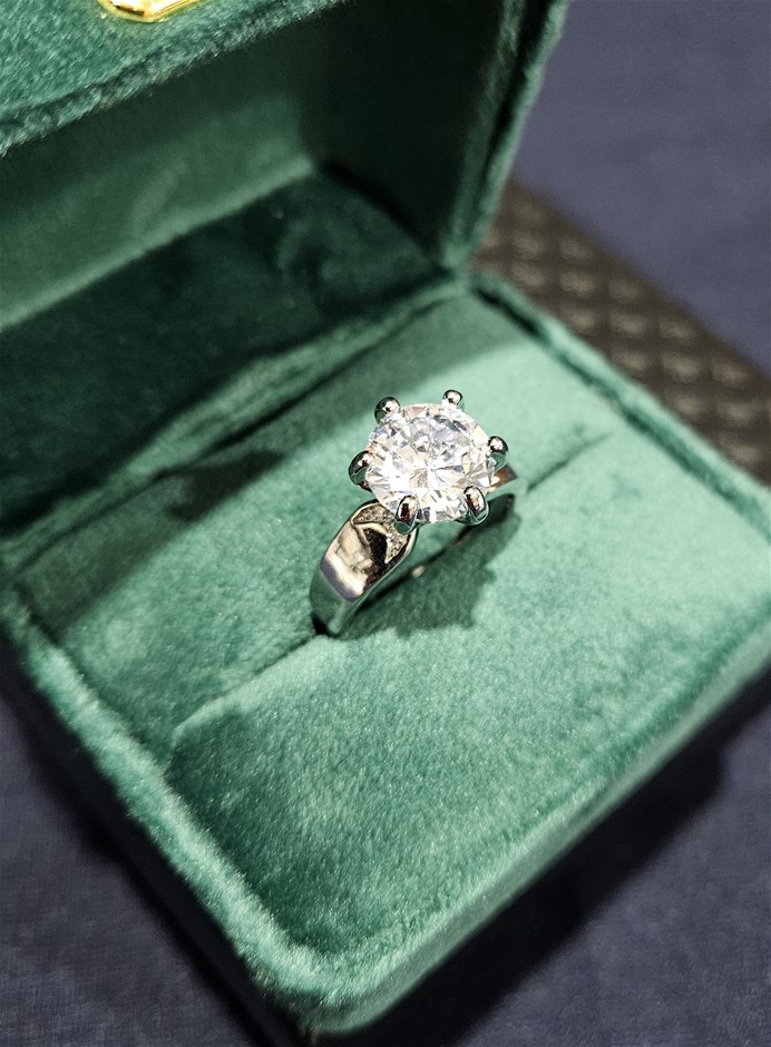 4.0ct 925 Sterling Silver Brilliant Cut Simulated Diamonds Ring-adjustable