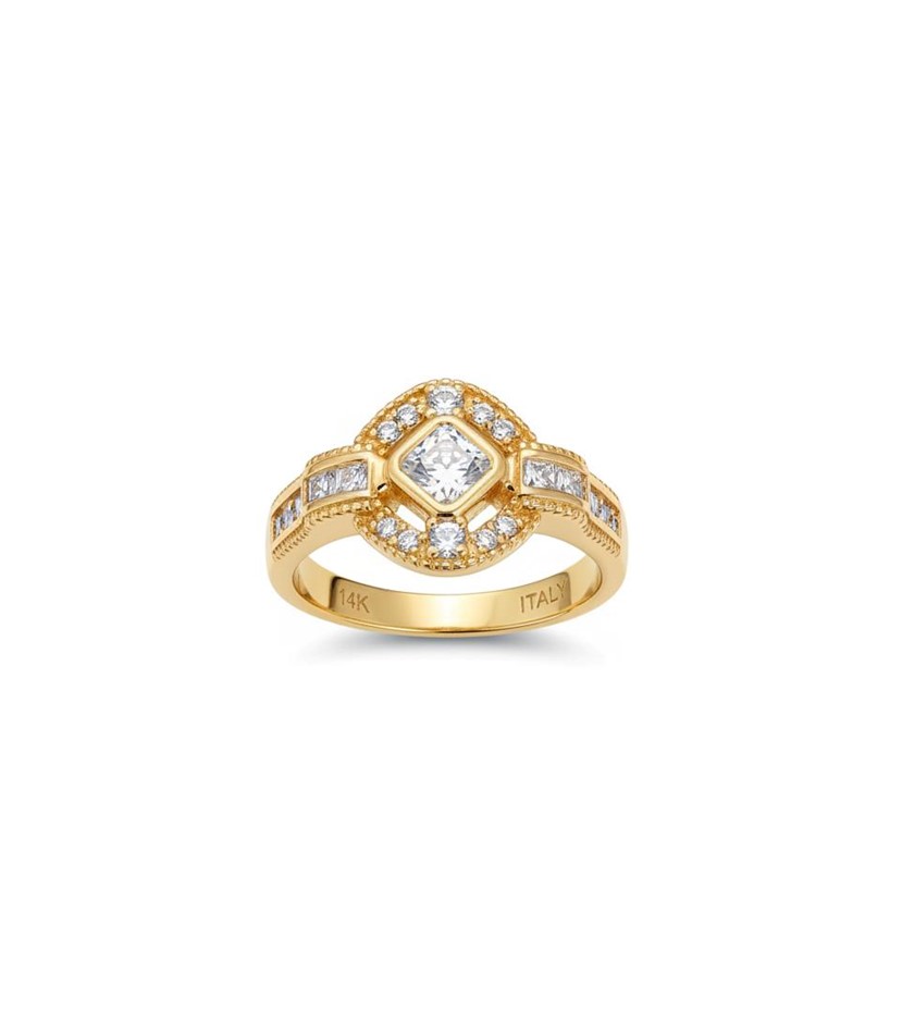 18K/Italy Princess Cut Yellw Gold Filled Ring(stamped)Warranty Quality-8US