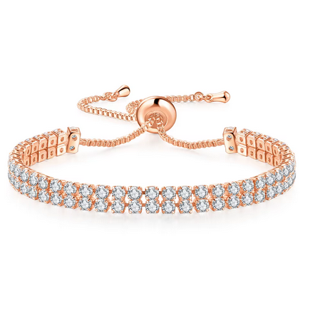 Two Rolls925 Sterling Silver Tennis Bracelet Simulated Diamonds