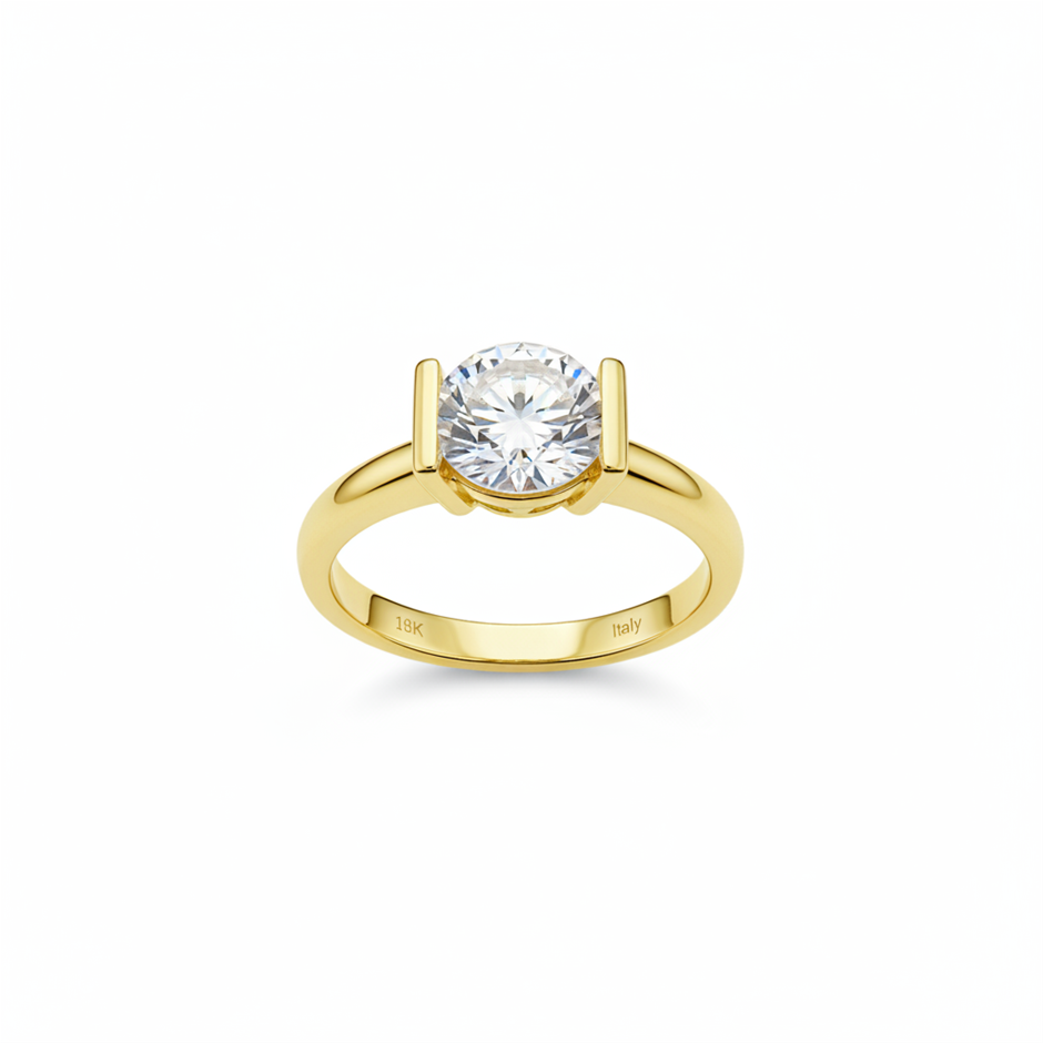18K/ITALY Yellow Gold Filled Ring -Quality Guarantee-6 US-Bonus Gift
