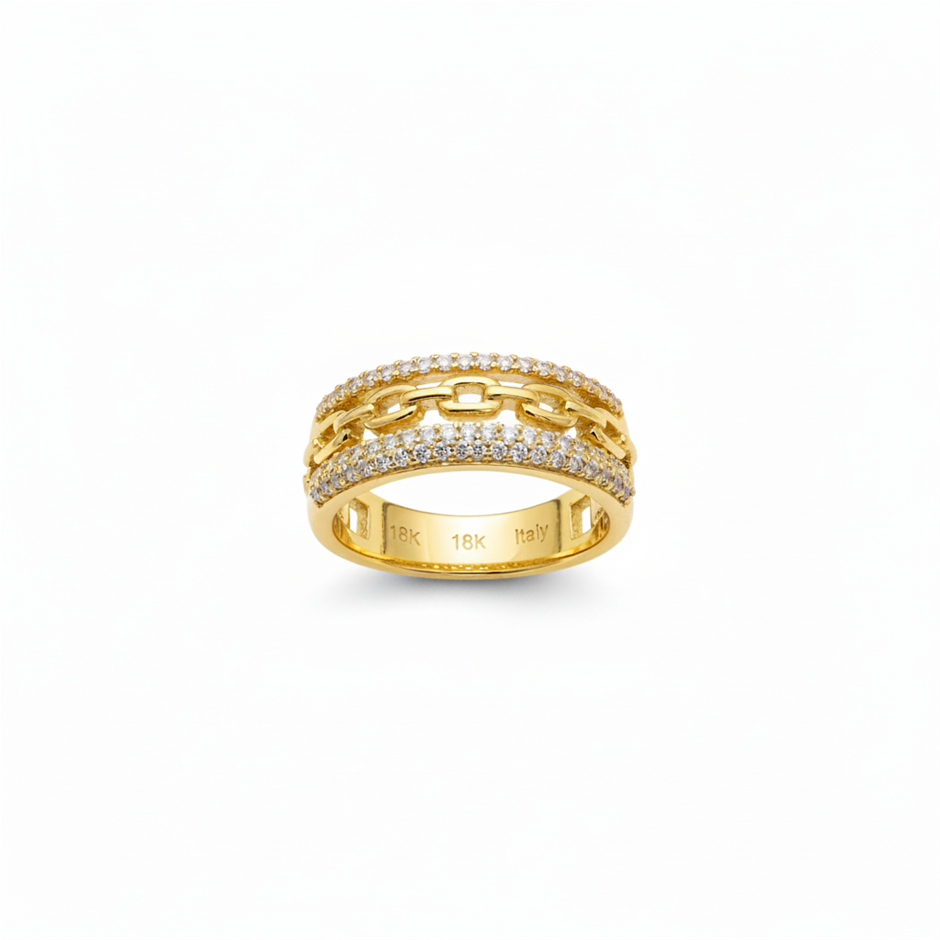 18K/ITALY Yellow Gold Filled Ring -Quality Guarantee-9 US-Bonus Gift