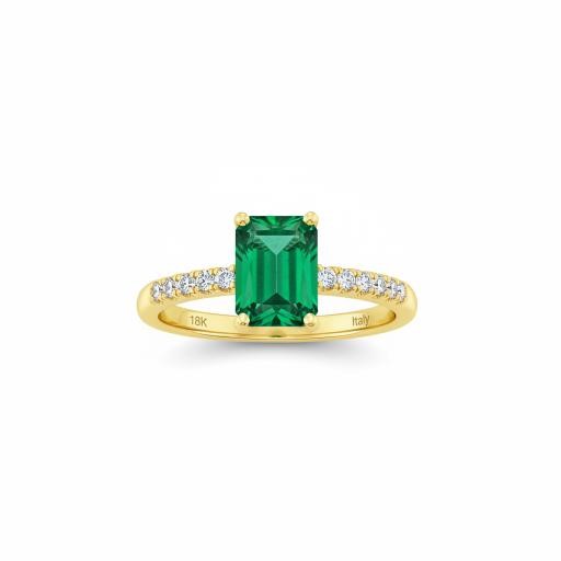 14K/Italy 2.0ct Green Emerald Cut Yellow Gold Filled Ring-7US-Bonus Gift