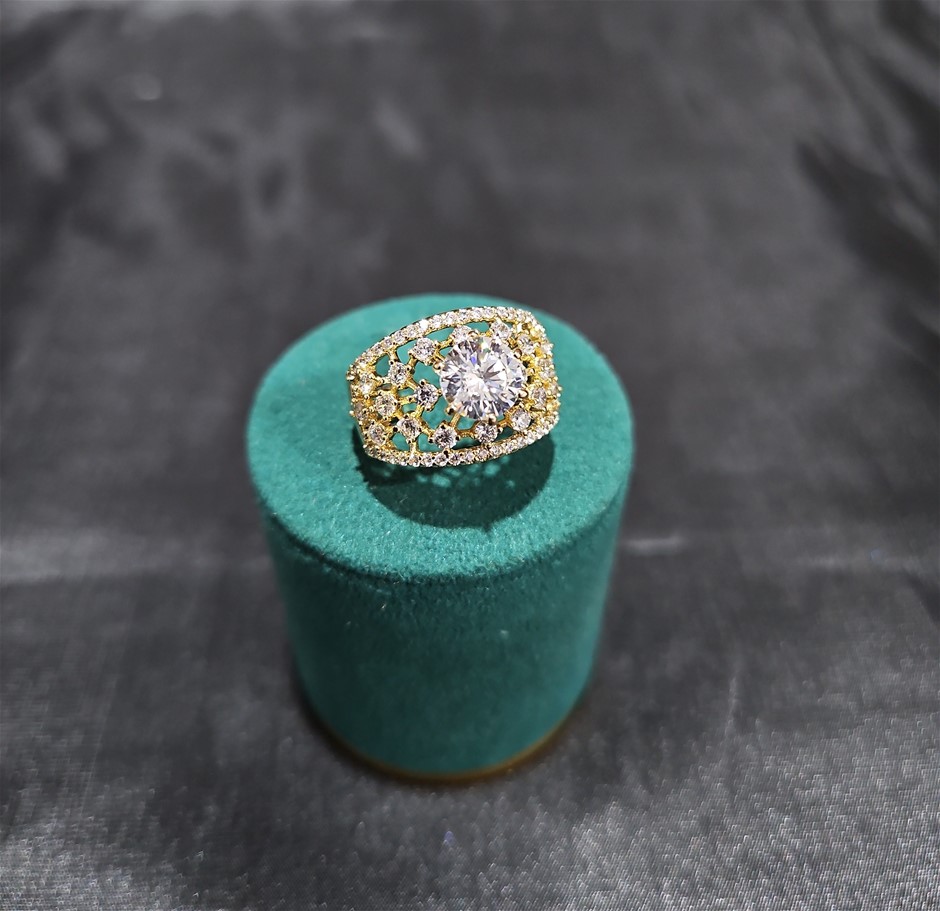 18K/ITALY Yellow Gold Filled Ring -Quality Guarantee-6 US-Bonus Gift