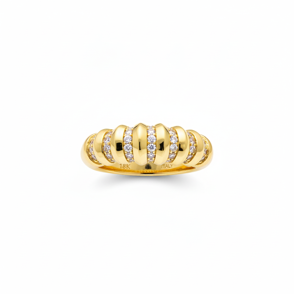 18K/ITALY  Yellow Gold Filled Ring -Quality Guarantee-6 US-Bonus Gift