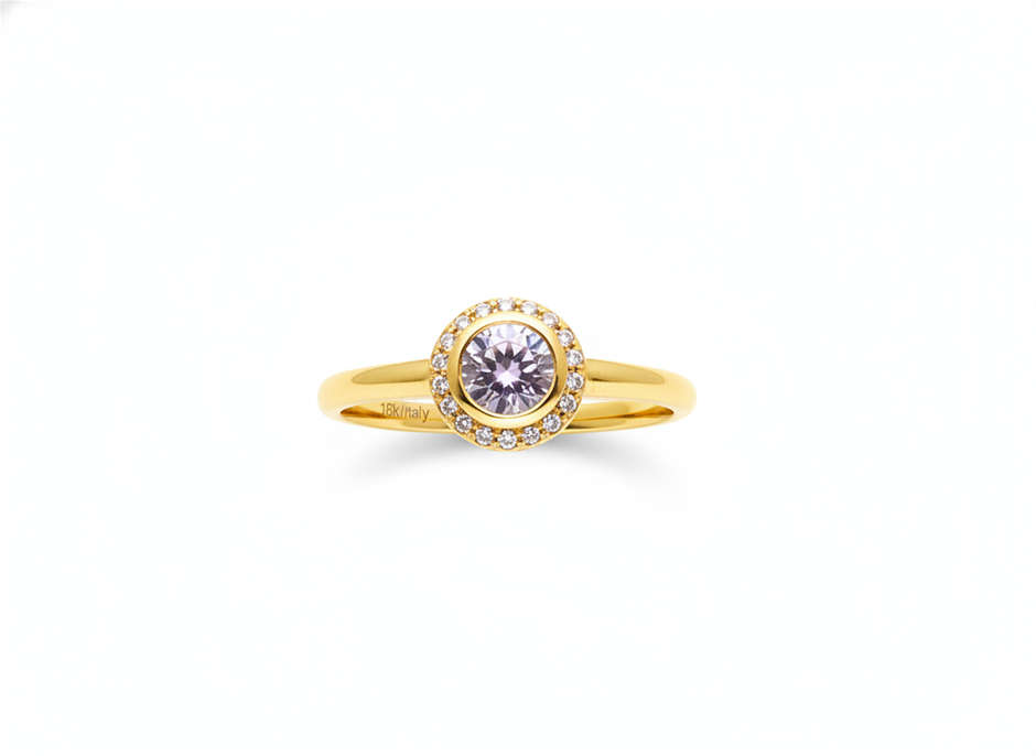 18K/ITALY Yellow Gold Filled Ring -Quality Guarantee-6 US-Bonus Gift