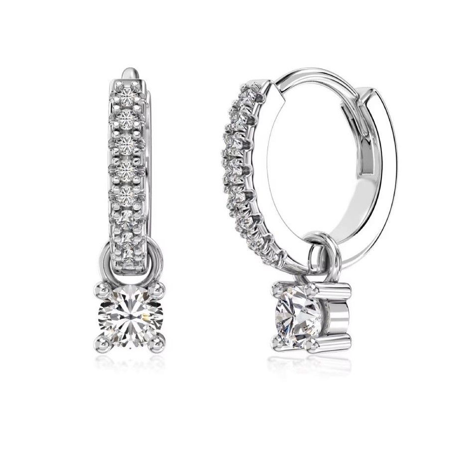 Round 925 Silver Cubic Zirconias Hoop Earrings