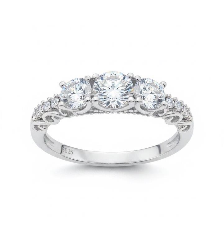 GRA Moissanite white 18k white Gold Vermeil Ring -7US