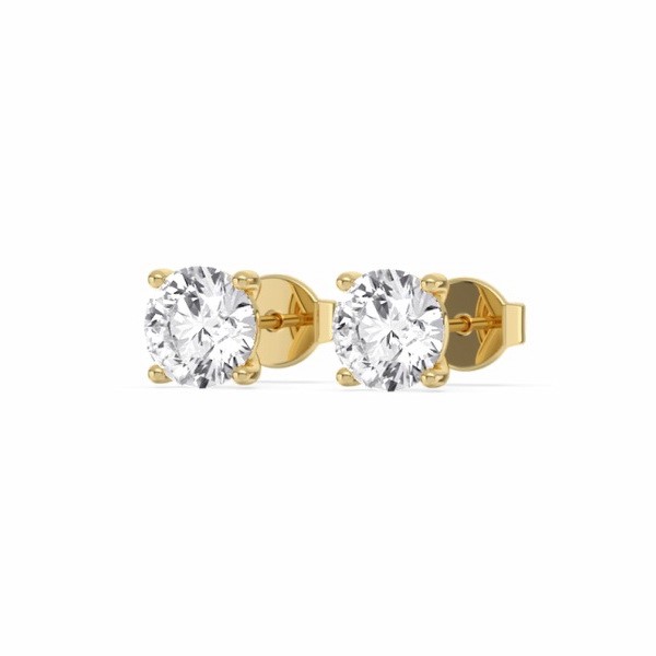 4.05 Carat Diamond Solitaire Earrings IGI Certified SET IN 9K Yellow Gold