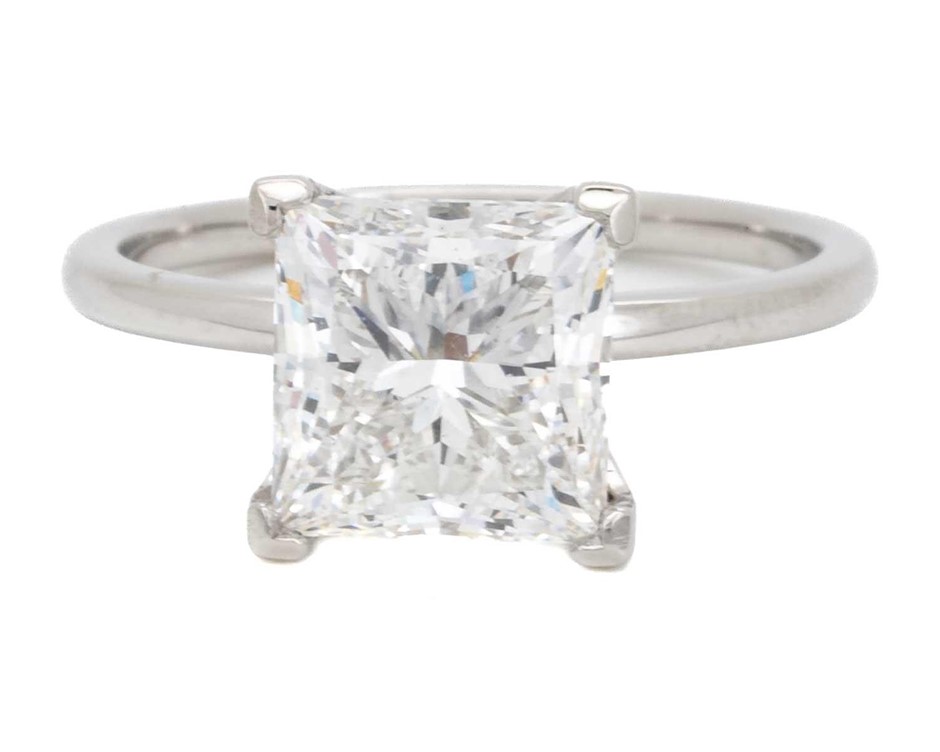 4.02 Carats Platinum Princess Diamond Solitaire Ring IGI Certified