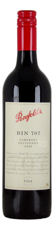 Penfolds `Bin 707` Cabernet Sauvignon 2008 Bottle No.57510 (1 x 750mL) SA.