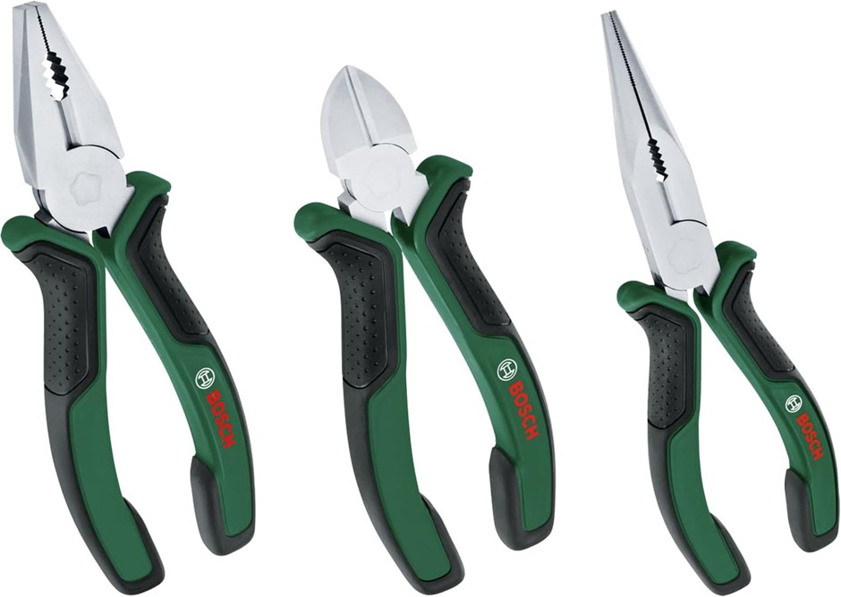 BOSCH Home & Garden Pliers Set 3-Piece (3x High-Quality, Precise, 2x Long-L