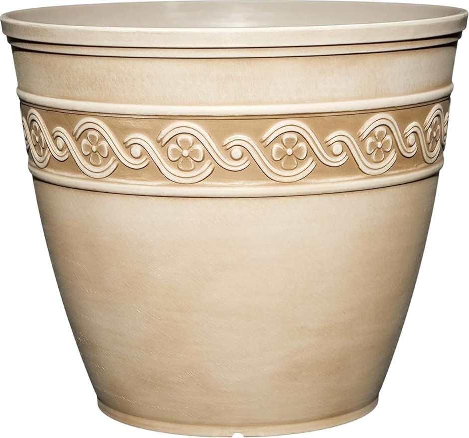 Classic Home and Garden Corinthian Resin Flower Pot Planter, Desert Tan, 13