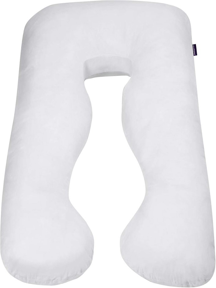 Clevamama Therapeutic Body and Bump Maternity Pillow, White. NB: damaged pa