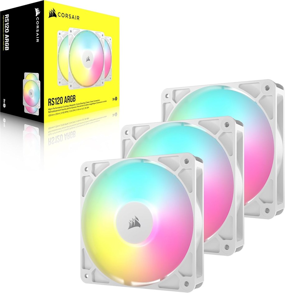 Corsair RS120 ARGB 120mm PWM Fans – Daisy-Chain Connection – Low-Noise – Ma