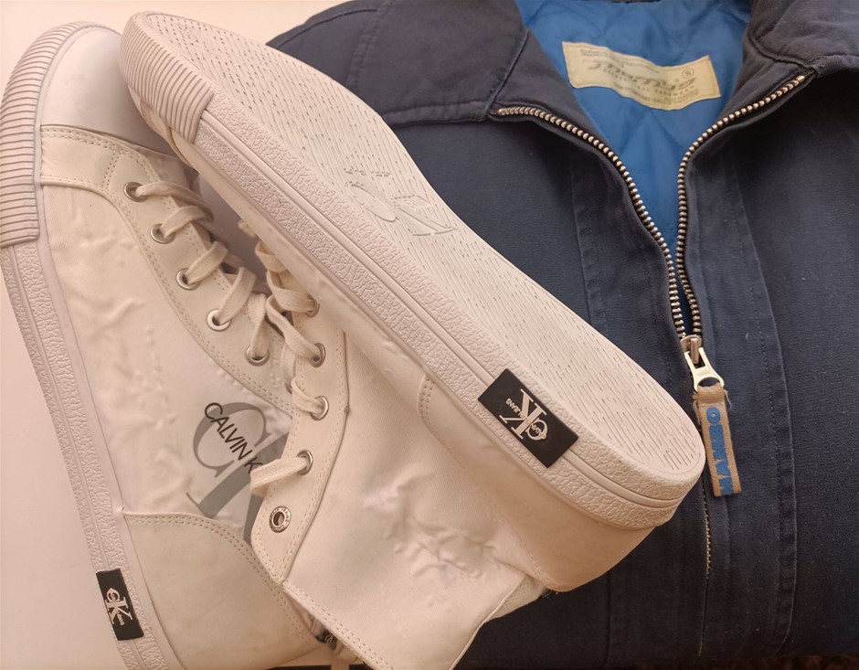 Calvin Klein High Cut Rubber Shoes US 12 as New and Mambo Jacket Used
