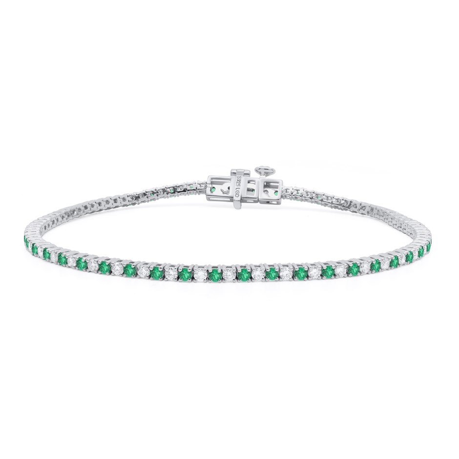2.04 Carats Diamond & Emerald Tennis Bracelet