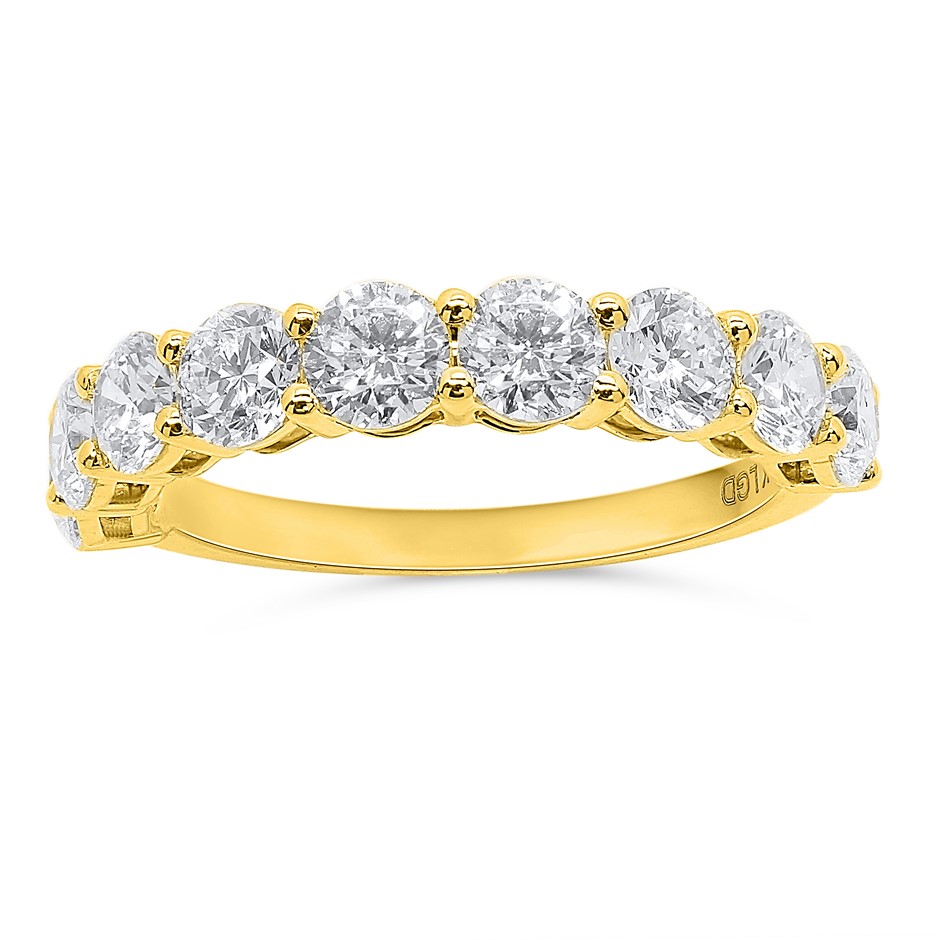 2.00 Carat yellow gold lab grown diamond band ( Stamped 9K )
