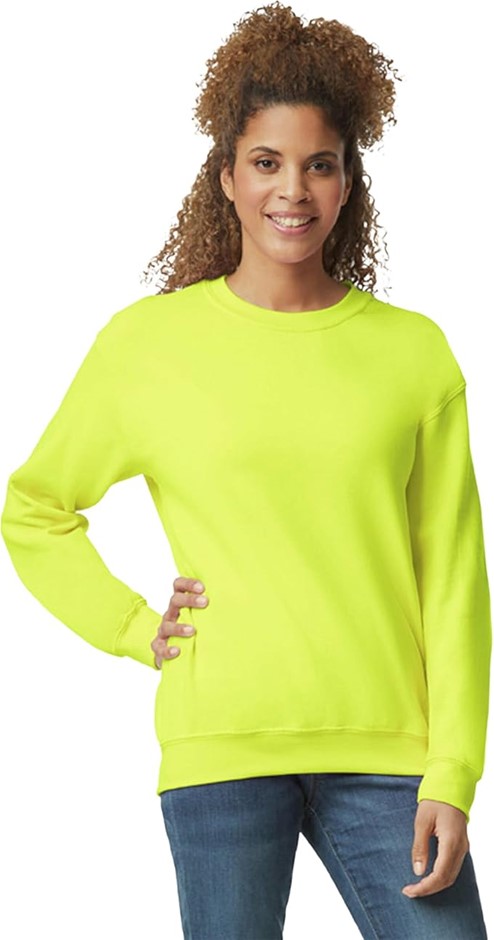 GILDAN Men's Fleece Crewneck Sweatshirt, Medium, Safety Green, G18000.