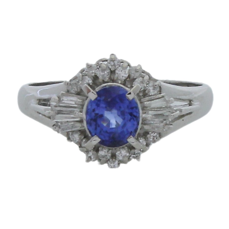 Platinum Diamond and Sapphire dress ring, narrow