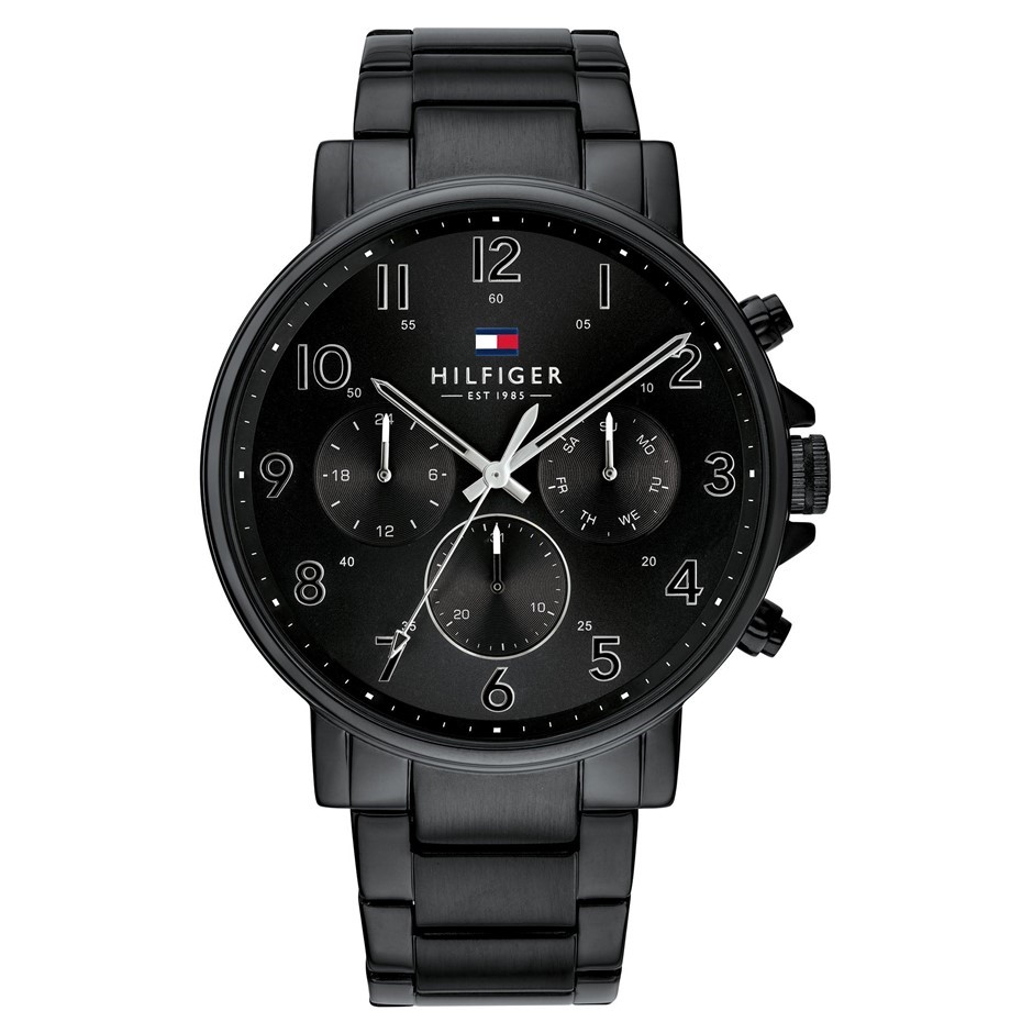 TOMMY HILFIGER Men's Multi-Function Steel Watch, Black, 1710383. RRP: $399.