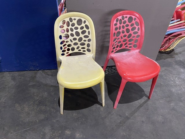 <p>Qty of Assorted Coloured Chairs & Tables</p>