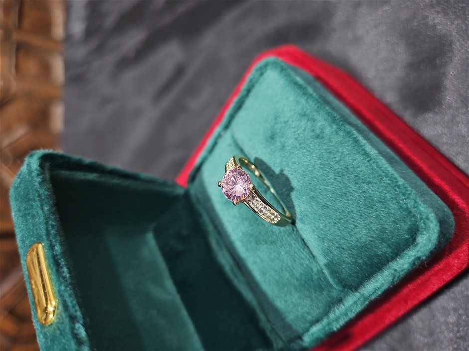 14K/Italy 1.0ct Pink Yellow Gold Filled Ring(stamped)Warranty Quality-8US