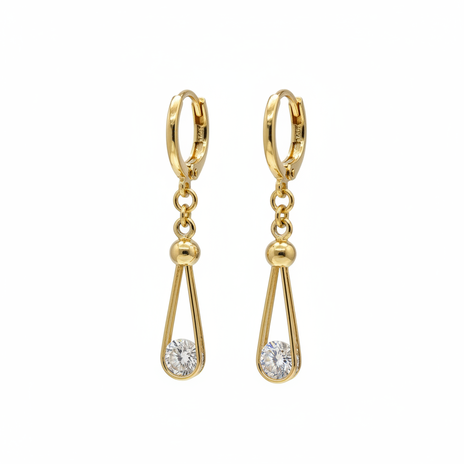 18K/Italy Yellow Gold Filled Earring -(stamped 18K/Italy)-Warranty Quality