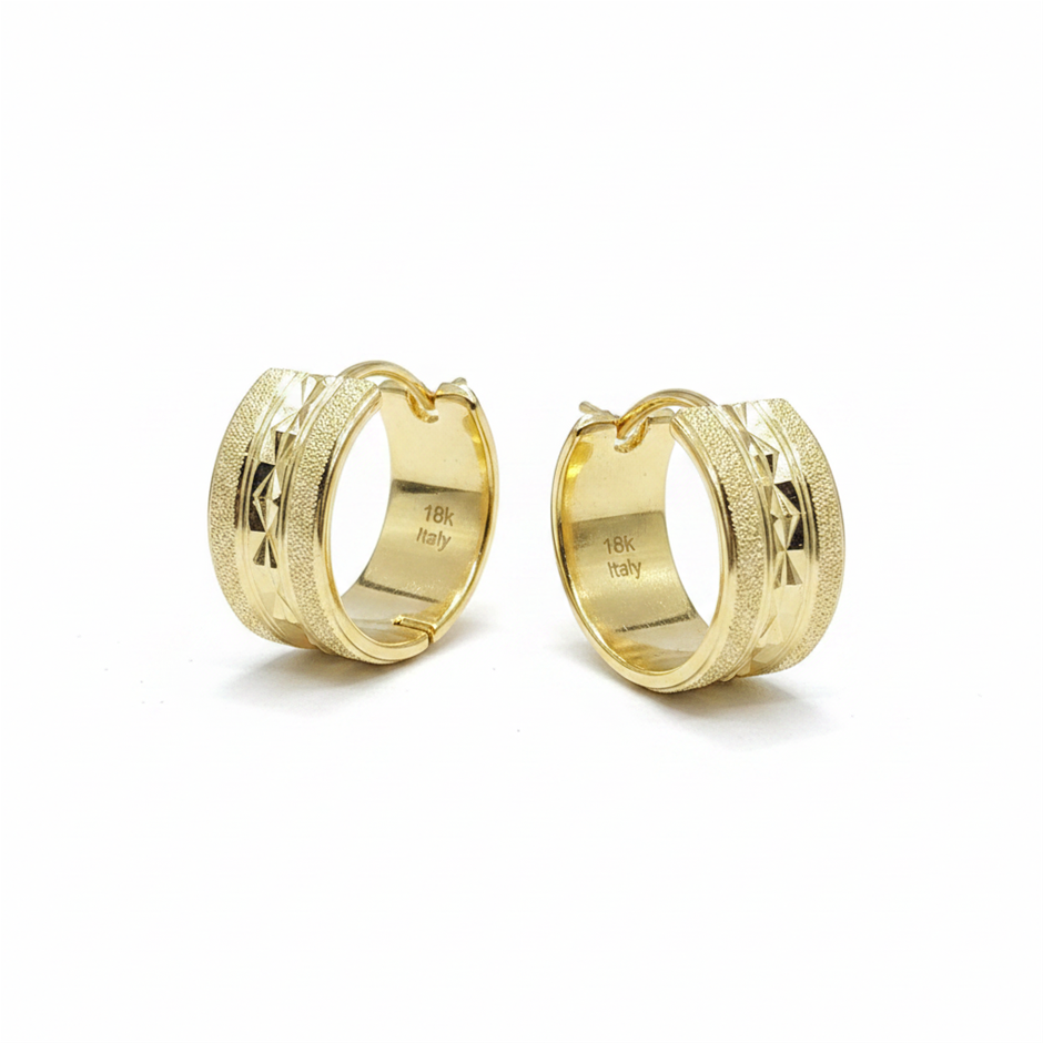 18K/Italy Yellow Gold Filled Earring -(stamped 18K/Italy)-Warranty Quality