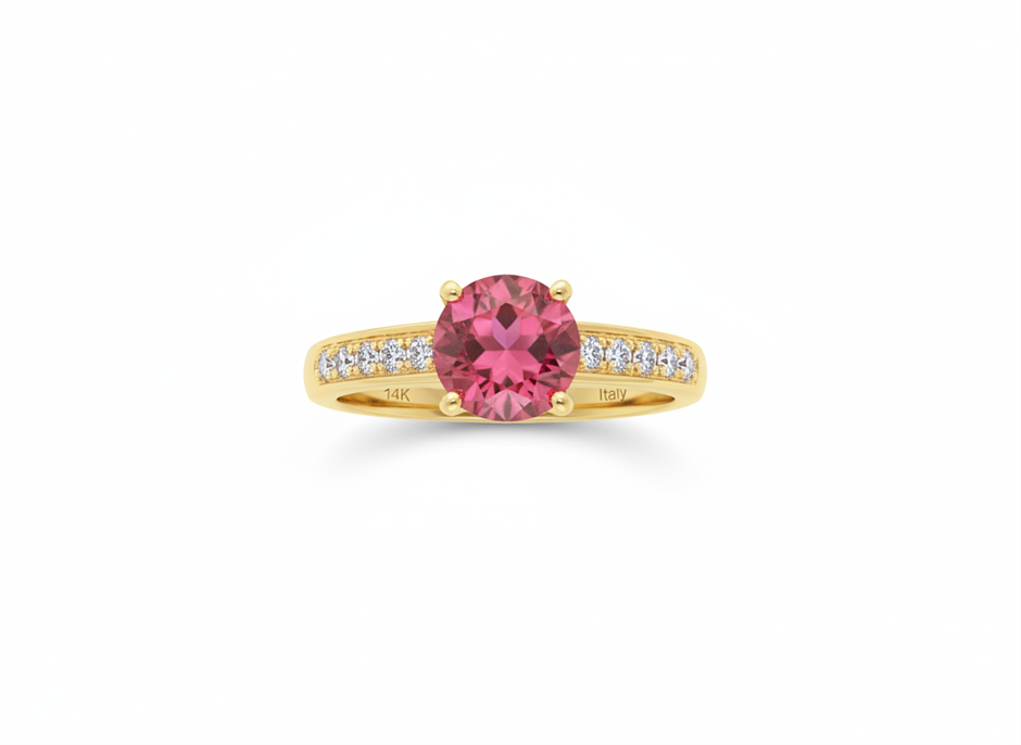 14K/Italy 1.0ct Ruby Stone Yellow Gold Filled Ring(stamped)-6US-Bonus Gift