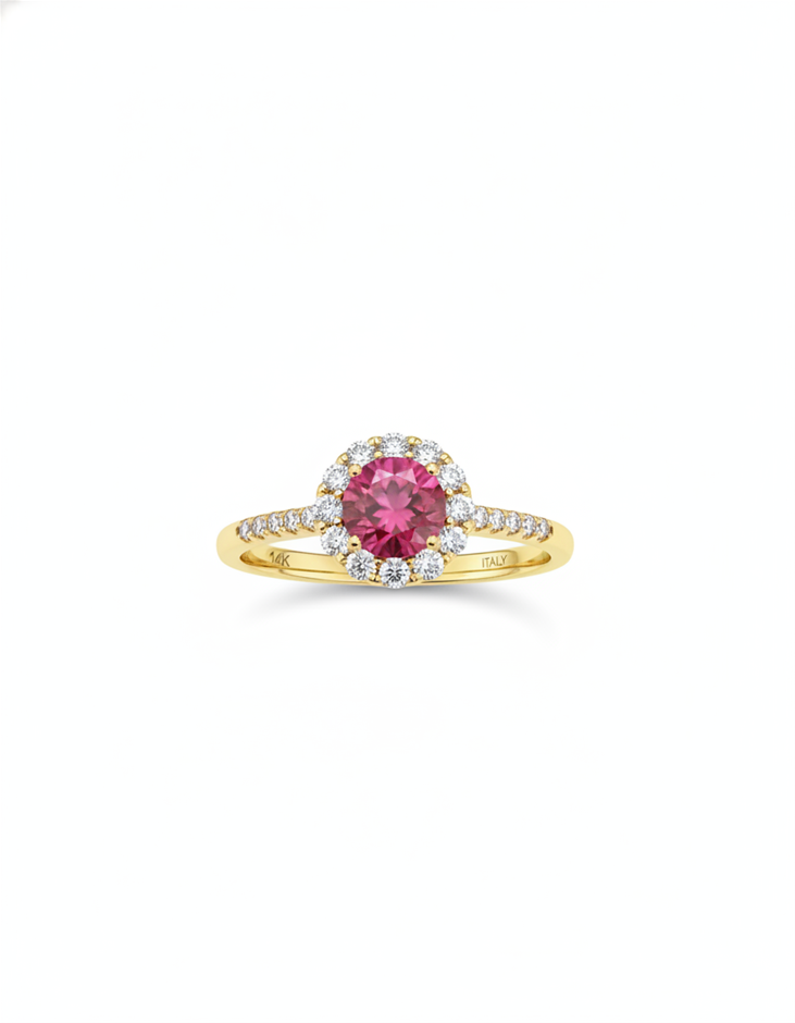14K/Italy 1.0ct Ruby Stone Yellow Gold Filled Ring(stamped)-7US-Bonus Gift